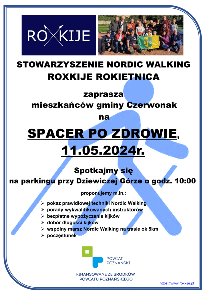 Zaproszenie na "Spacer po zdrowie" Nordic Walking w gminie Czerwonak